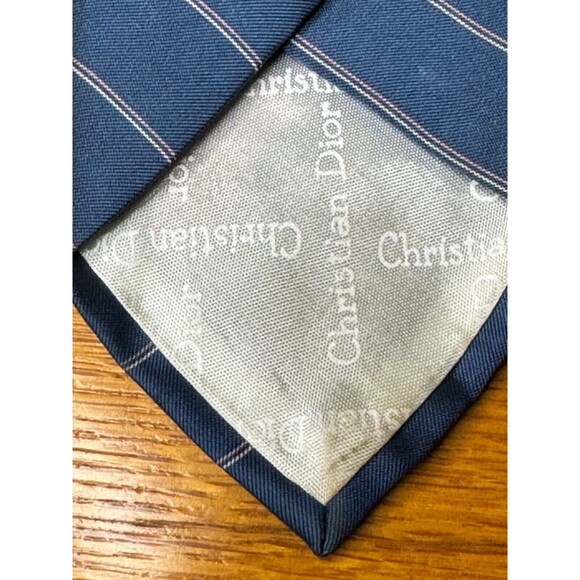 Vintage Christian Dior Men's Striped Polyester/Silk Neck Tie Made In USA - Picture 4 of 4